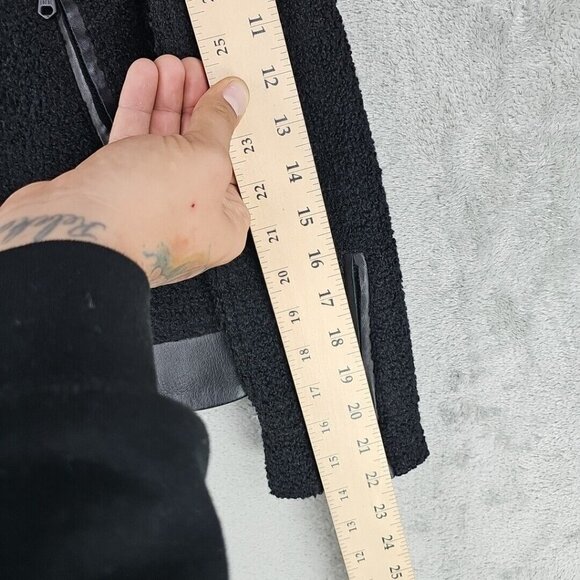 Club Monaco Motorcycle Jacket Womens 00 Black Wool Boucle Lambskin Leather Trim - Picture 6 of 8